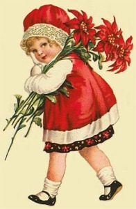 girl with poinsettias